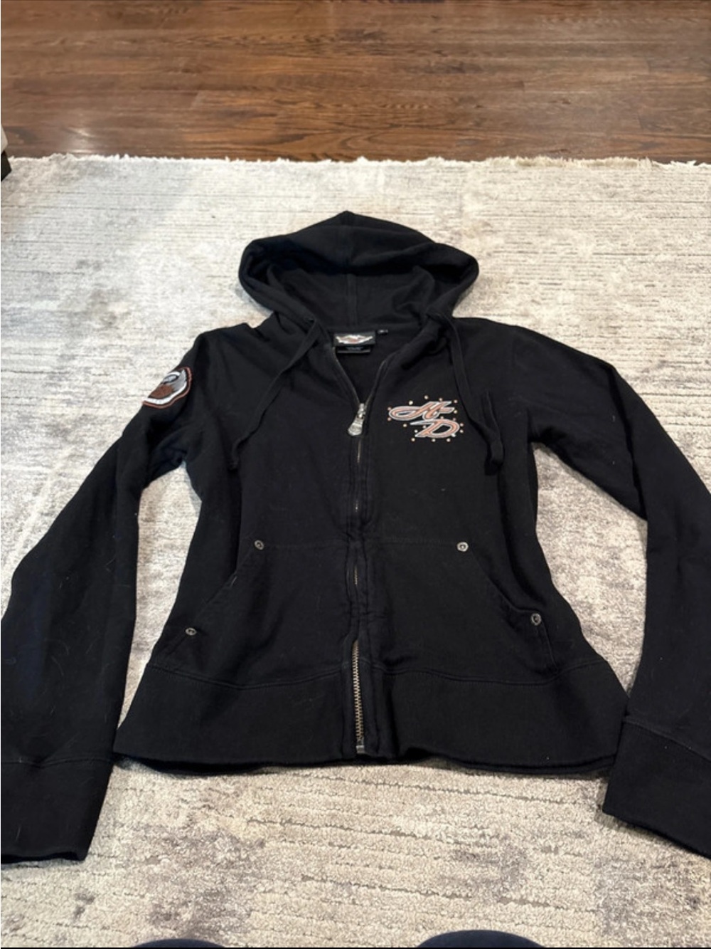 Harley-Davidson Black Women's Zip-Up Hoodie with Embroidered Logo